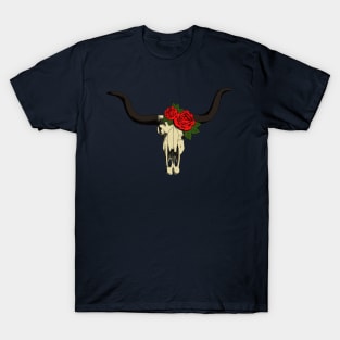 Bull skull with roses T-Shirt